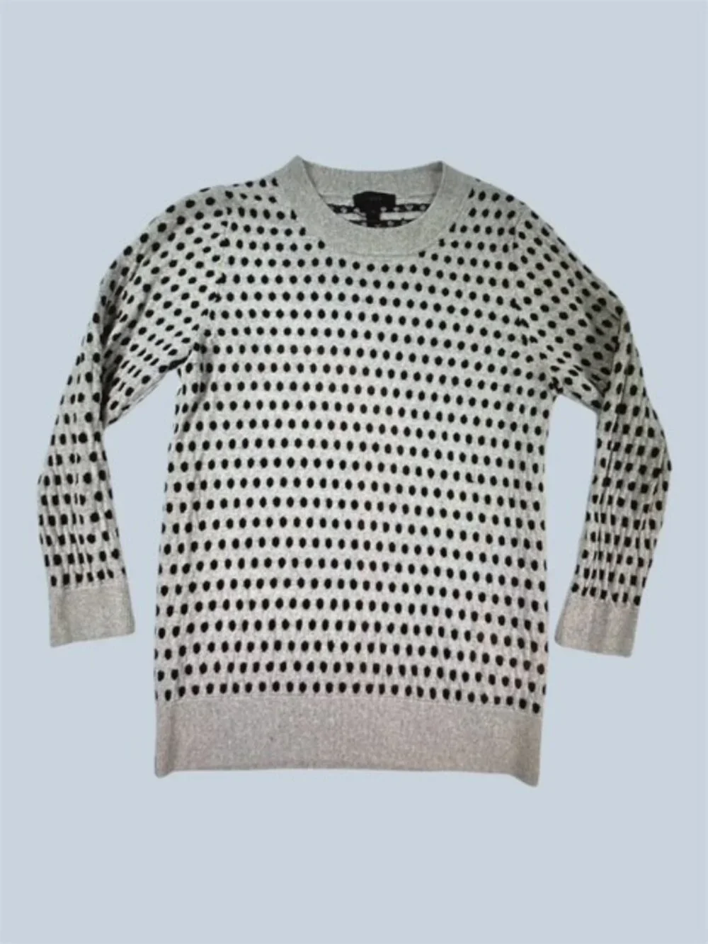 J. Crew 100% Merino Wool Polka Dot Sweater Grey/Black Crew Neck
